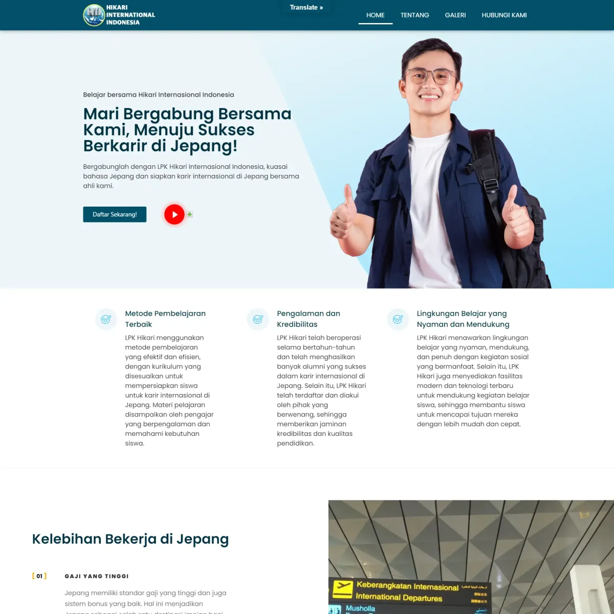 Website Hikari Internasional Indonesia - Web Development PahamWeb